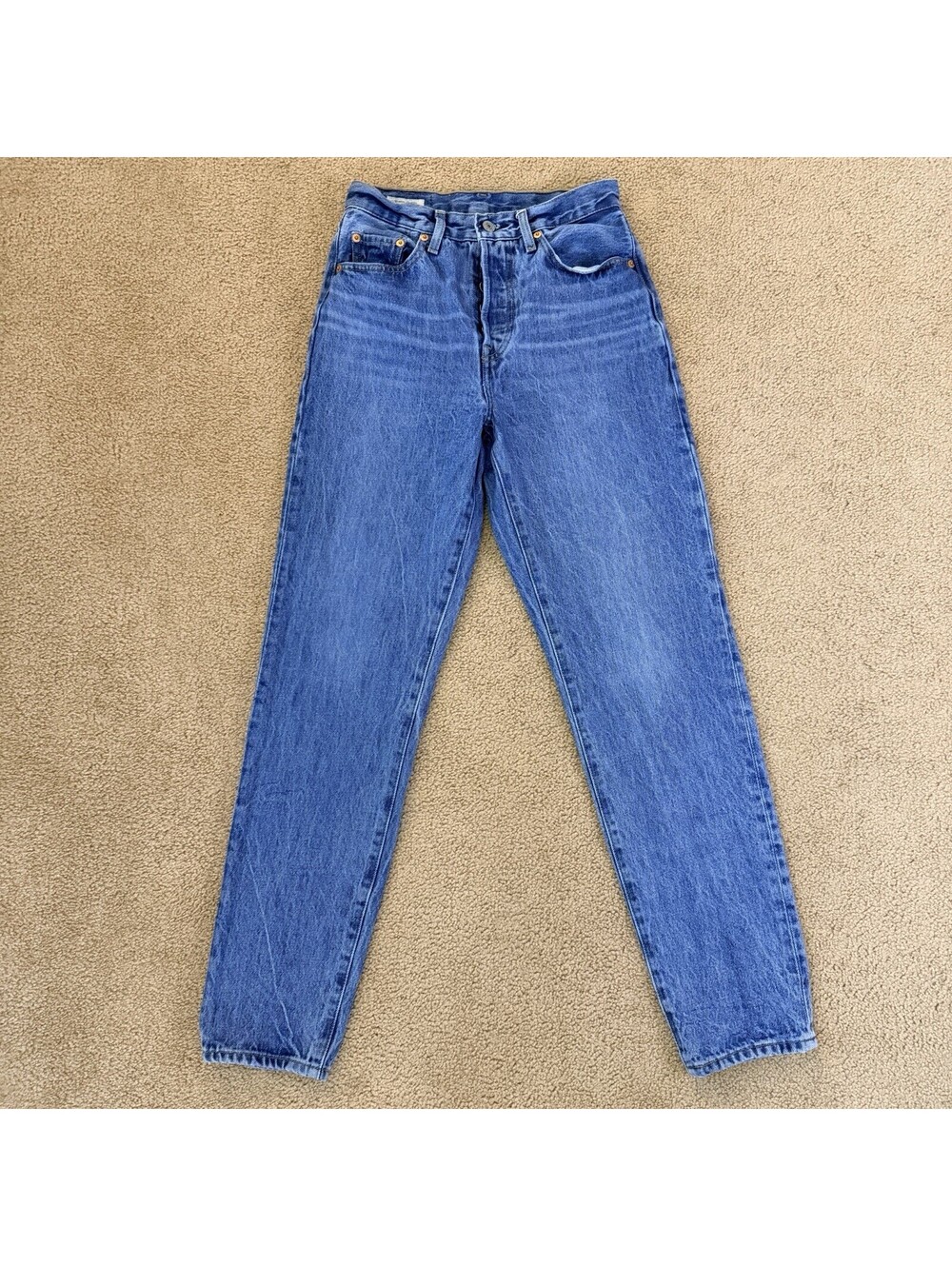Levis Premium 501 '81 Jeans Women's Sz W25 L31 Original Fit Med Wash Tapered Mom